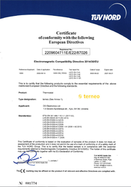 Certificate of conformity to EU Directive 2014/30 / EU on electromagnetic compatibility
