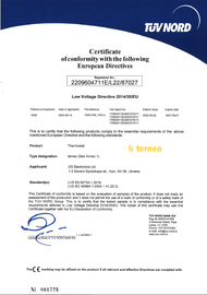 Certificate of conformity to Low Voltage Directive 201435 EU terneo