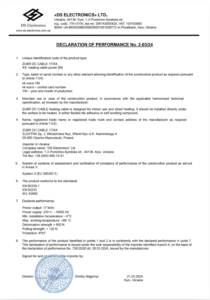 ZUBR DC CABLE DECLARATION OF PERFORMANCE № 2-0324